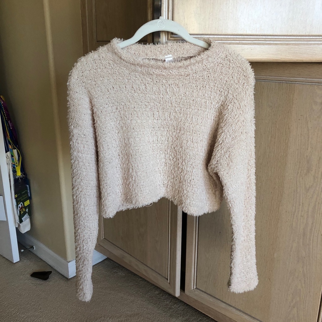 Blueblush Cropped Fuzzy Sweater